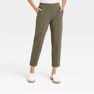Women's High-Rise Regular Fit Tapered Ankle Knit Pants - A New Day Olive XL